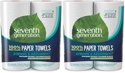 Image of Seventh Generation Paper Towels, 100% Recycled Paper, 2-ply, 2 Rolls (Packaging May Vary) (Pack of 2)