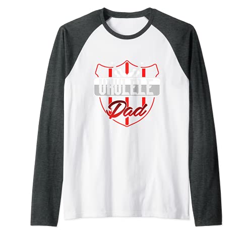 Mens Ukulele Dad Uke Guitar Acoustic Hawaiian Musician Hawaii Raglan Baseball Tee, Grey
