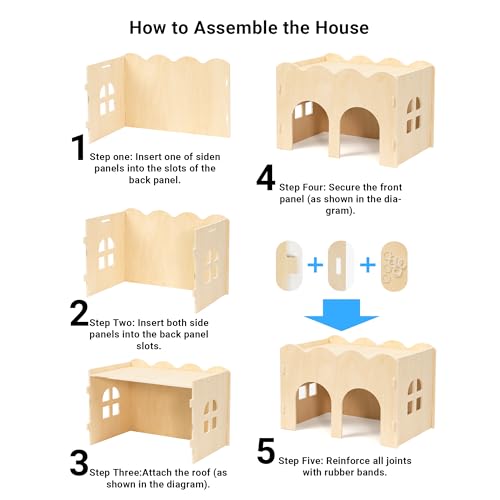Bifeaw Natural Wooden Chew-Proof Guinea Pig Hideout | for Small Pets - Image 3