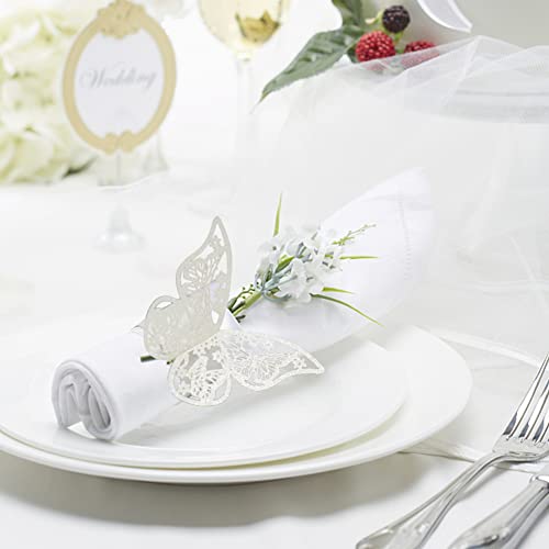 50PCS 3D Butterfly Paper Napkin Rings, Hollow Butterfly Napkin Ring Holders for Paper Napkins, Cloth Napkins, Napkin Ring Buckles for Weddings Party Serviette Table Decoration