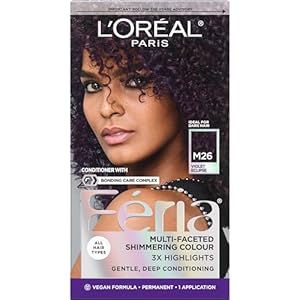 L’Oreal Paris Feria Midnight Bold Multi-Faceted Permanent Hair Dye, One-Step Hair Color Kit for Dark Hair, No Bleach Required, Violet Eclipse