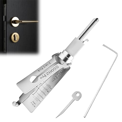 Hauptschlüssel-Decoder Aus Edelstahl 2-In-1 Schlüsseldecoder Professional Schlüssel Decoder Mit Kleinem Schraubenschlüssel Geeignet Für S-Förmige Nutschlösser Leicht Und Präzise