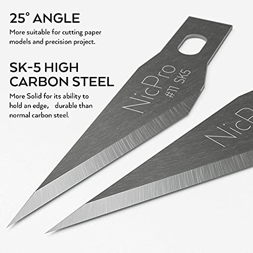 Nicpro 123 PCS Hobby Knife Set, 3 PCS Carving Craft Knife with 120 PCS SK-5 Utility #11 Art Blades Refill, Precision Cutter Craft Kit for Leather Art, Scrapbooking, Foam, Clay, Carving, Scalpel - Thumbnail 3