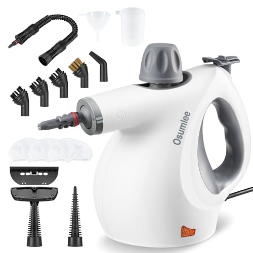 Osumlee Pressurized Handheld Steam Cleaner with 14 pcs Accessories 15.2OZ Multi-Purpose Portable Steamer for Cleaning, Multi-Surface Steamer for Home, Floor, Grout