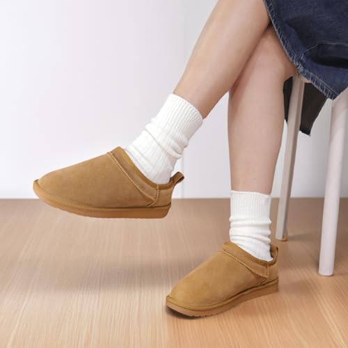 TIKITIDES Womens Uggsly Classic Micro Ultra Mini Slippers Low-top Slip on Mini Ankle Boot Fashion For Fleece Lined Suede Comfy Short Boots by TIKITIDES - Image 2