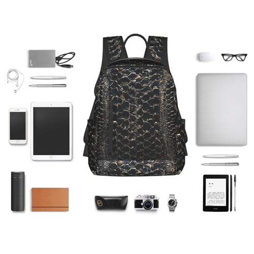 Sac à dos léger imprimé peau de serpent noir et blanc au design python exclusif - 6