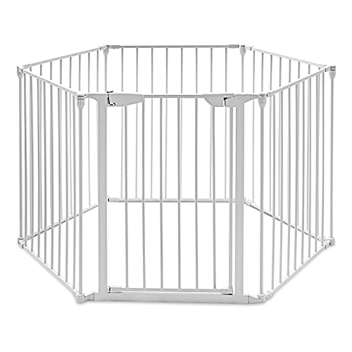 RELAX4LIFE Cancelletto di Sicurezza per Bambini, Recinto Rimovibile e Pieghevole con 5/6/8 Pannello, Barriera Protettiva per Camino Bambini Animali (Bianco, 6 Pannello, 380 x 75cm)