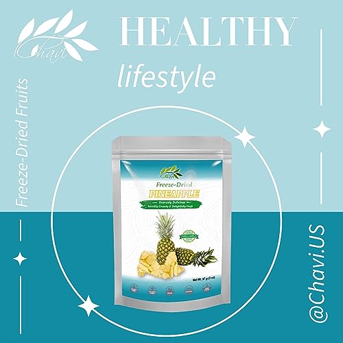 Image of CHAVI Freeze-Dried Pineapple - Pack of 2 x 2 Oz - Healthy 1 Ingredient Superfood Supersnacks - No Added Sugars or Preservatives - Non-GMO, Vegan, Gluten-Free - (2 Packs)