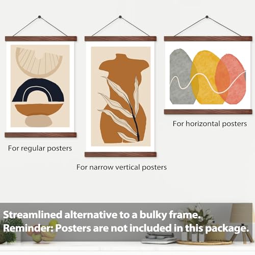 Honkki 2 Pack Magnetic Poster Hanger Frame 20 Inch Wide, Walnut, Strong Magnet, Premium Wood And Quick Assembly, Wall Hanging Wooden Frame For Posters, Scroll thumb #3