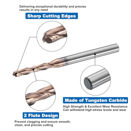 Image of HARFINGTON Ball Nose End Mill 2 Flute 3 /32 inch Diameter 1 /8 inch Shank Tungsten Carbide TICN Coated Spiral CNC Router Bits 1 /2 inch Cutting Length Single End Ball for Carving Engraving Grinding