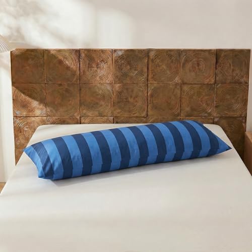 Merryword Body Pillow Cover 20x54inches, 100% Cotton Pillow Case, Blue and Navy Striped Pillowcase, Soft Breathable Wide Stripes Long Pillowcase, 1-Piece by Merryword - Used condition - Image 5