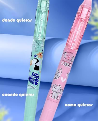 Erasable 3 in 1 Pens, 3 Colors BLUE, BLACK, RED Pencils with Cute Cartoon, 0.5mm Blue Gel Ink Pens (Green, 1) - Image 4