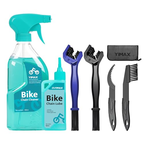 YIMAX Bike Chain Cleaner Set, Bicycle Cleaning Kit Chain Lube and 500ml Cleaning Spray Biodegradable...