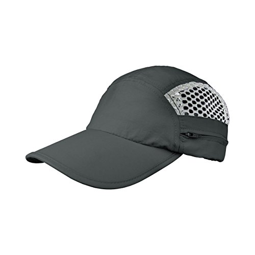 Juniper Sun Hats Taslon UV Cap with Hidden Flap, Charcoal, Medium