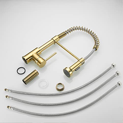 TIMACO Gold Niederdruck Wasserhahn Küche Gold 360° Drehbar Mischbatterie für Küche Armatur