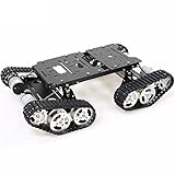 Professional Metal Shock Absorption Robot Tank Car Chassis with DC Encoder Motor, Smart Remote Control Tracked Crawler DIY Robotics Platform with Damping System for Arduino/Raspberry Pie/MicroBit
