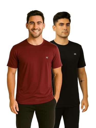 Image of Force NXT Men's Premium Microfiber Fabric Solid T-Shirt | Round Neck Half-Sleeves T-Shirt for Men | Sweat Wicking with Label Free for Daily Uses