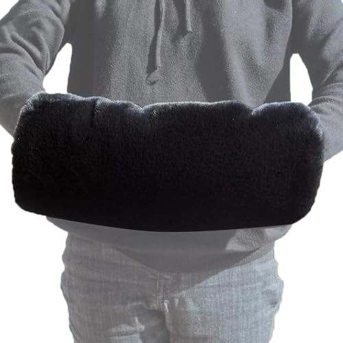 Mwqpgyh Manchons de 38 x 20 cm - Faux manchon pour réchauffer les mains en hiver - Poche chauffante - Gants chauds pour hommes et femmes âgées - En peluche pelucheuse, Noir , Refer to description