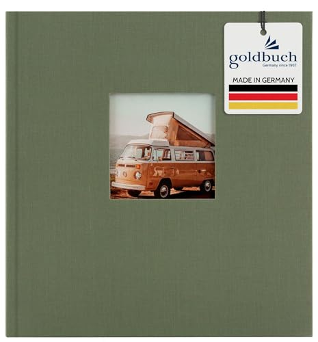 goldbuch 27 909 Bella Vista   Álbum de fotos con recorte de alcachofa, álbum de recuerdos, formato 30 x 31 cm, 60 páginas negras con hojas separadoras de pergamino, libro de fotos con cubierta de lino