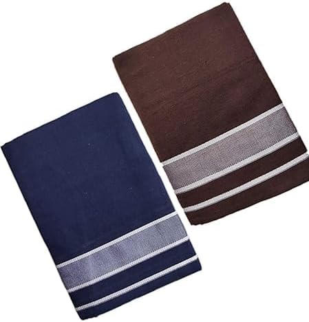 Men's Kerala cotton lungi pack of 2 (Dark blue, Brown)