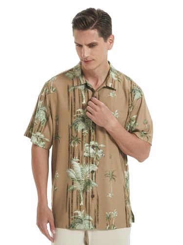 Men's Hawaiian Floral Shirts Silk Short Sleeve Button Down Casual Tropical Beach Holiday Shirts3