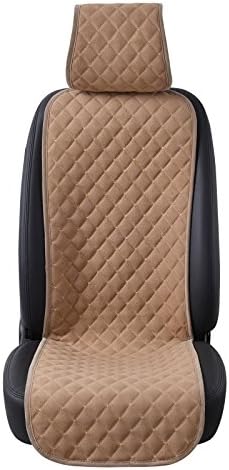 AUTOYOUTH Car Seat Cushion Cover, Cotton Velvet Cloth, Breathable Comfortable Car Cushion, Universal Four Seasons Car Seat Protector, 1PC, Beige
