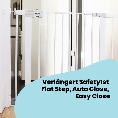 Safety 1st Easy Close Metal 7cm Gittererweiterung, kein Bohren, leicht montierbare Erweiterung zu Türschutzgitter, Erweiterung für Treppenschutzgitter ohne Bohren für Babygitter, Weiß