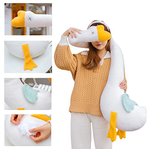 Elainren Giant Swan Stuffed Animal Toy With Long Neck, 55Inch White Goose Plush Soft Hugging Body Pillow Home Decor Cushion Easter Cute Duck Goose Plushie Dolls Gifts For Kids Xmas #TOP5