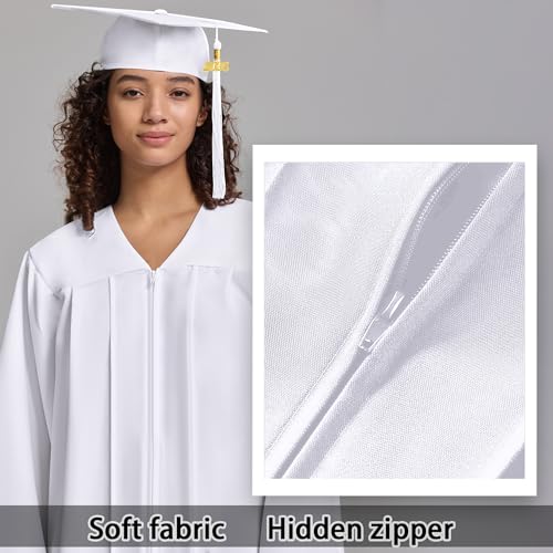 Image of Graduation Cap Gown 2026 2027 Matte Unisex for High School Bachelor | Heavyweight Matte Polyester,Zipper Closure,Adjustable Cap,Sizes 39-60,Bulk Orders Available