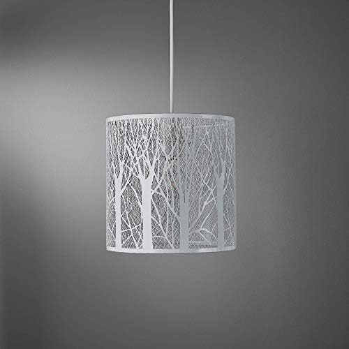 Easy Fit Forest/Tree Design Ceiling Pendant Light Shade Fitting Contemporary Modern Round, Metal, White, add a Touch of The Outside to Your Room, When lit it Gives Off a Stunning Shadow Effect