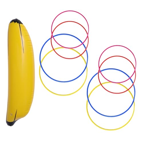 Toyvian 1 Set Inflatable Banana Ring Toss Game Fun Party Supplies for Bachelorette Parties Bridal Showers Includes Rings Unique Inflatable Fruit for Pool Beach Games Random Color