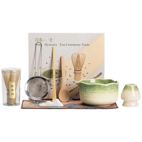 lomonmen Matcha Set,7 Stück Macha Tea Set mit Matcha-Besen,Matcha-Schale,Matcha-Whisk,Matcha-Sieb,Matcha-Chasen,für die ...
