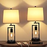 Table Lamps for Bedroom Set of 2, Ziisee 3-Way Brightness Bedside Lamps with...