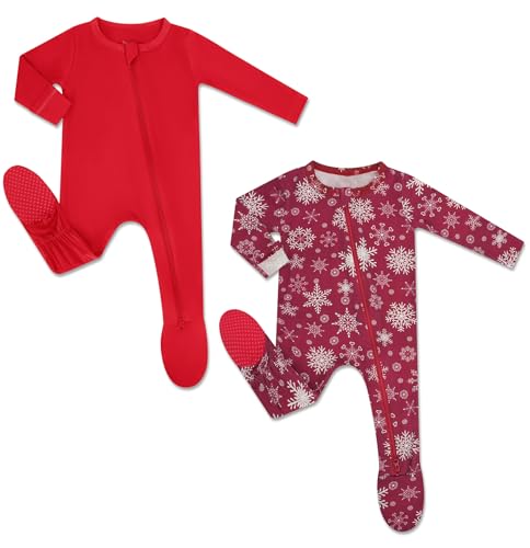 Image of HAPIU Rayon from Bamboo Baby Footed Pajamas, 2 Way Premium Zipper, Footie for Baby Boy Girls, Newborn-24 Months