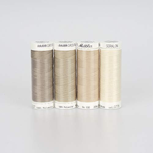 Mettler Seralon 200m Beige Thread Kit - 4 Spools, Polyester, YARN, 100% three-ply - Image 2