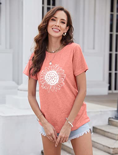 EADINVE Women's Summer Short Sleeve Cute Sunflower Graphic Printed Tee Vintage T Shirt Cotton Tops Novelty Cool Shirts4