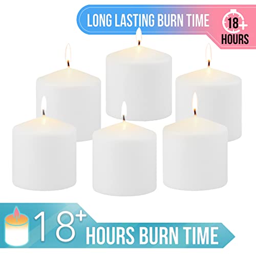 Image of Stonebriar Unscented White Tall Pillar Candles, 18 Hour Burning Candle Pillars, Perfect for Decor, Weddings, Emergencies 3 inch X 3 inch, 6 count
