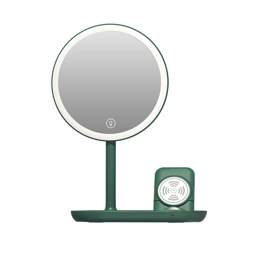 Schminkspiegel, LED-Schminkspiegel, Schreibtischspiegel mit Licht, intelligente Dimmung, Kosmetikspiegel, Schminkspiegel, kabellos, Schminkspiegel (A)