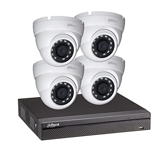 Dahua KITECO 4DOM1080P-001 - Kit di videosorveglianza con registratore ecologico e 4 telecamere a cupola 1080P - Visione notturna fino a 30 m