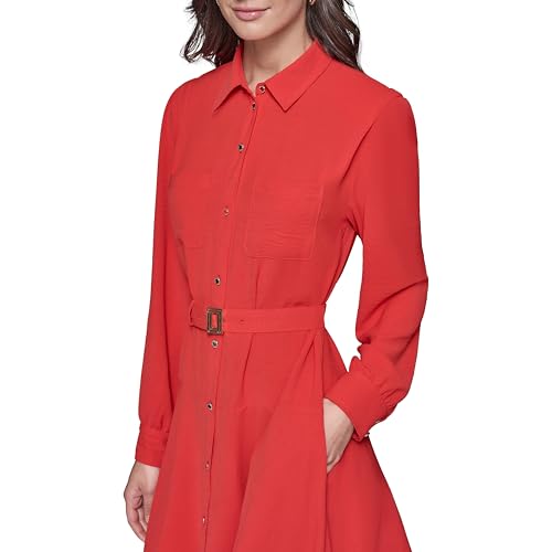 Image of Karl Lagerfeld Women's Long Sleeve Multifunctional Shirt Dress