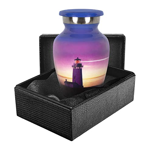 Trupoint Memorials Small Urns for Human Ashes Keepsake, Decorative Mini Cremation Urn for Adult Men & Women – Set of 4, Lighthouse