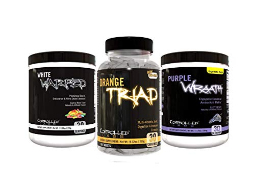 Controlled Labs Supplement Bundle, 30 Servings Orange Triad, 30 Servings White Warped, and 30 Servings Purple Wraath