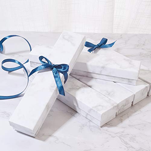Benecreat 8 Pack Kraft Rectangle Cardboard Jewelry Boxes Marble White Necklace Bracelet Box For Jewelry Set, Valentine's Gift Packaging, 8X1.7X1.2 #TOP5