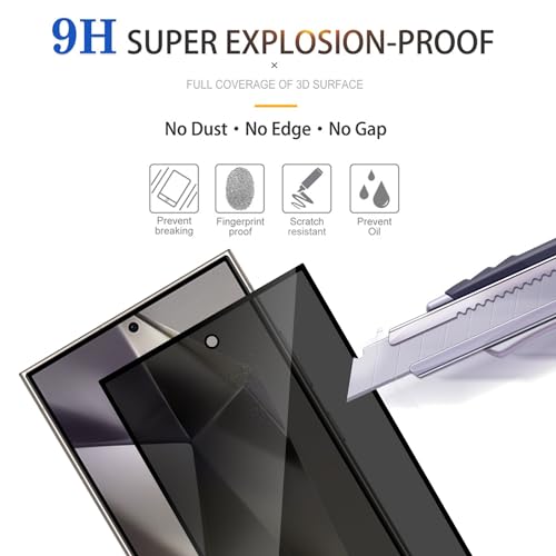 2 Pack Privacy Screen Protector for Samsung Galaxy S24 Ultra