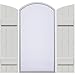 Ekena Millwork FBJ06E16X048RUF (42 1/2" Low Side) Rustic Three Joined Board-n-Batten Faux Wood Shutters w/Elliptical Arch Top (Per Pair), 16 1/8" W x 48" H, Primed