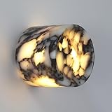 Marbre exquis : cette applique murale moderne du milieu du siècle adopte l'extraction et la découpe manuelles du marbre. Chaque applique murale en marbre est distinctive, avec sa propre texture. hautement transmettant la lumière, plein de sens artistique.