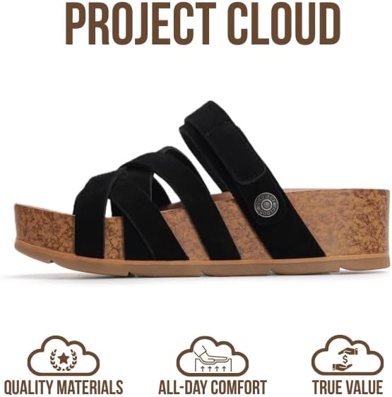 Project Cloud 100% Genuine Leather Platform Sandals Women – Strappy Wedges with Comfortable Plush Insole – Lightweight & Non Slip Wedge Sandals for Women 2026 (Pacifica) - Image 3