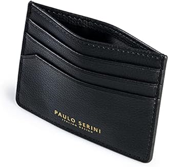 PAULO SERINI® Unisex Card Holder with 6 Card Slots and Compartment for Banknotes and Coins Elegant Credit Card Holder Made of Soft Vegan Leather