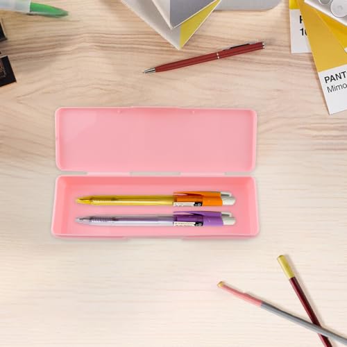 Image of 2PCS Large Capacity Pencil Box Plastic Pencil Case Plastic Stationery Case with Hinged Lid and Snap Rectangle Storage Containers Box for Nail Accessories, Screws(Pink)