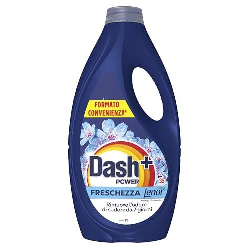 Dash Power Detersivo Liquido Lavatrice, 140 Lavaggi (4x35), Freschezza Di Lenor, Risveglio Primaverile, rimuove addirittura gli odori di sudore vecchi di 7 giorni, per una pulizia impeccabile - Immagine 1